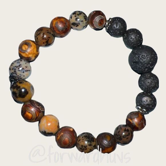 Lava Stone Diffuser Bead Stretch Bracelet - Picture 4 of 7